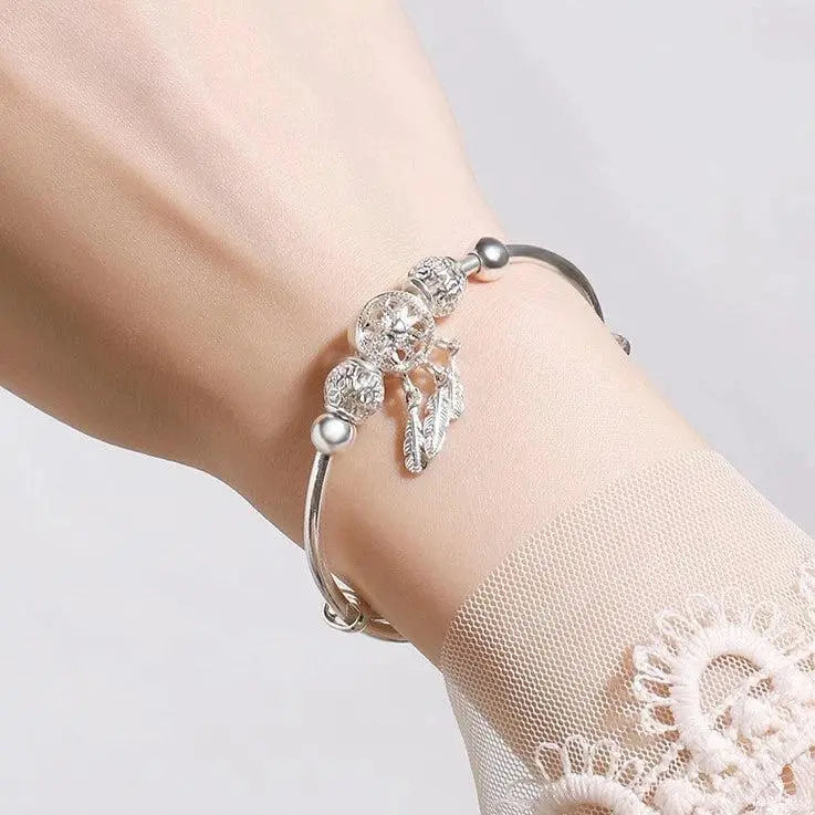 Pulsera Rígida Atrapasueños de Plata