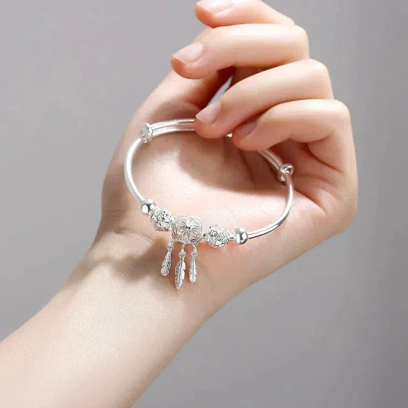 Pulsera Rígida Atrapasueños de Plata