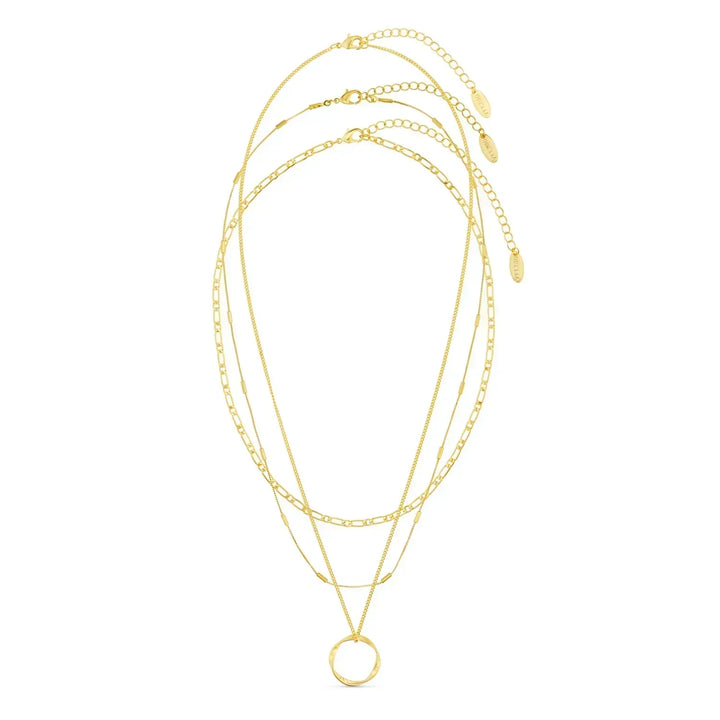 Collier à Cerceau Ouvert à Trois Rangées en Or