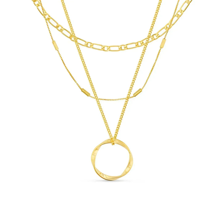 Collier à Cerceau Ouvert à Trois Rangées en Or