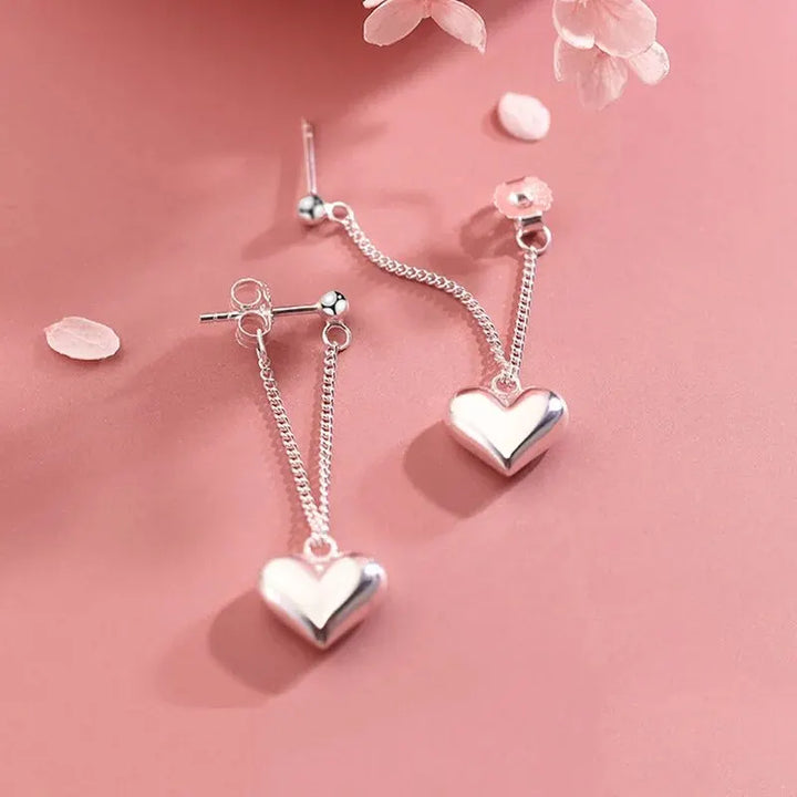 Boucles d'Oreilles Anciennes en Forme de Cœur Géométrique